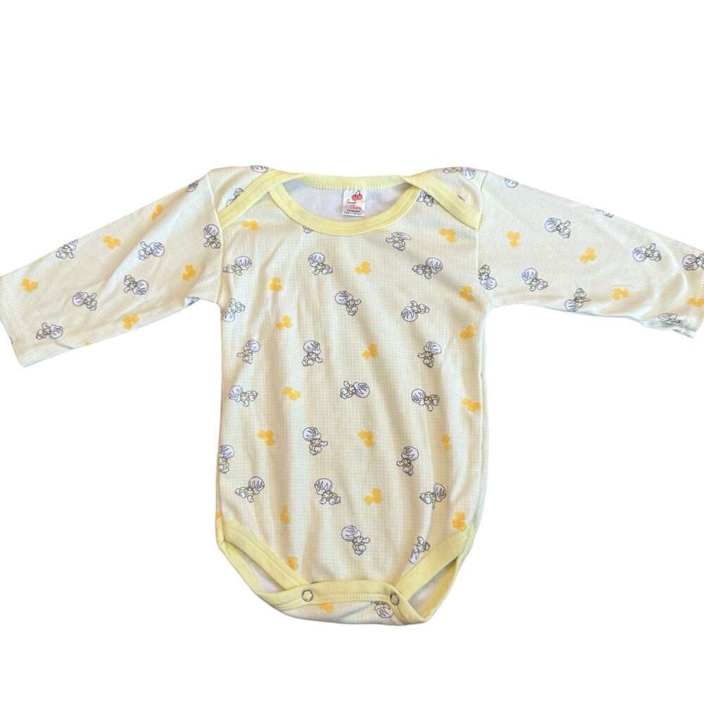 Vintage Baby Bodysuit Yellow Sweet Cherry 6-9 Months Adorable Baby Boy‎